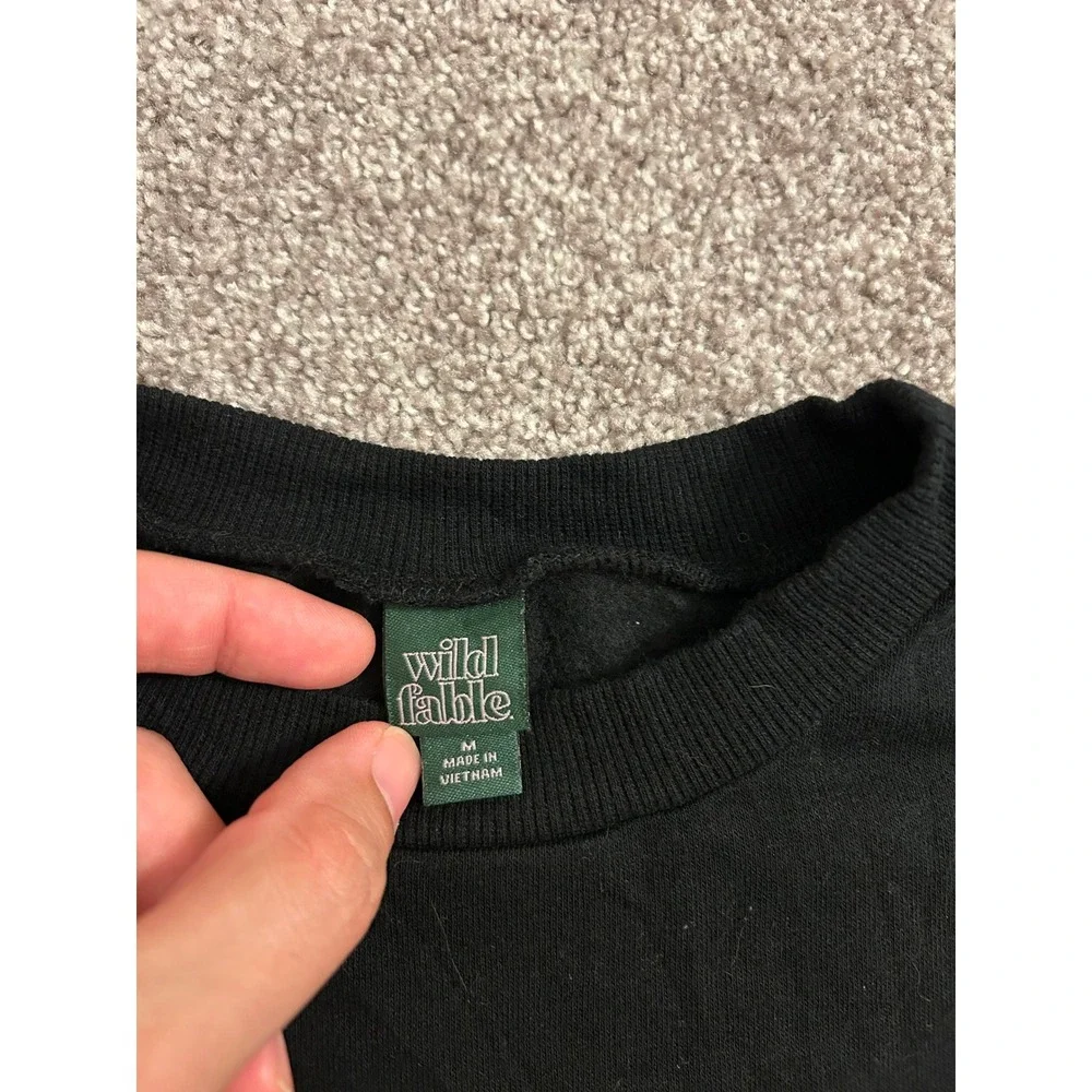 VTG Wild Fable Sweatshirt Womens Medium Black Excellent Cropped Fleece Pullover - Picture 5 of 10